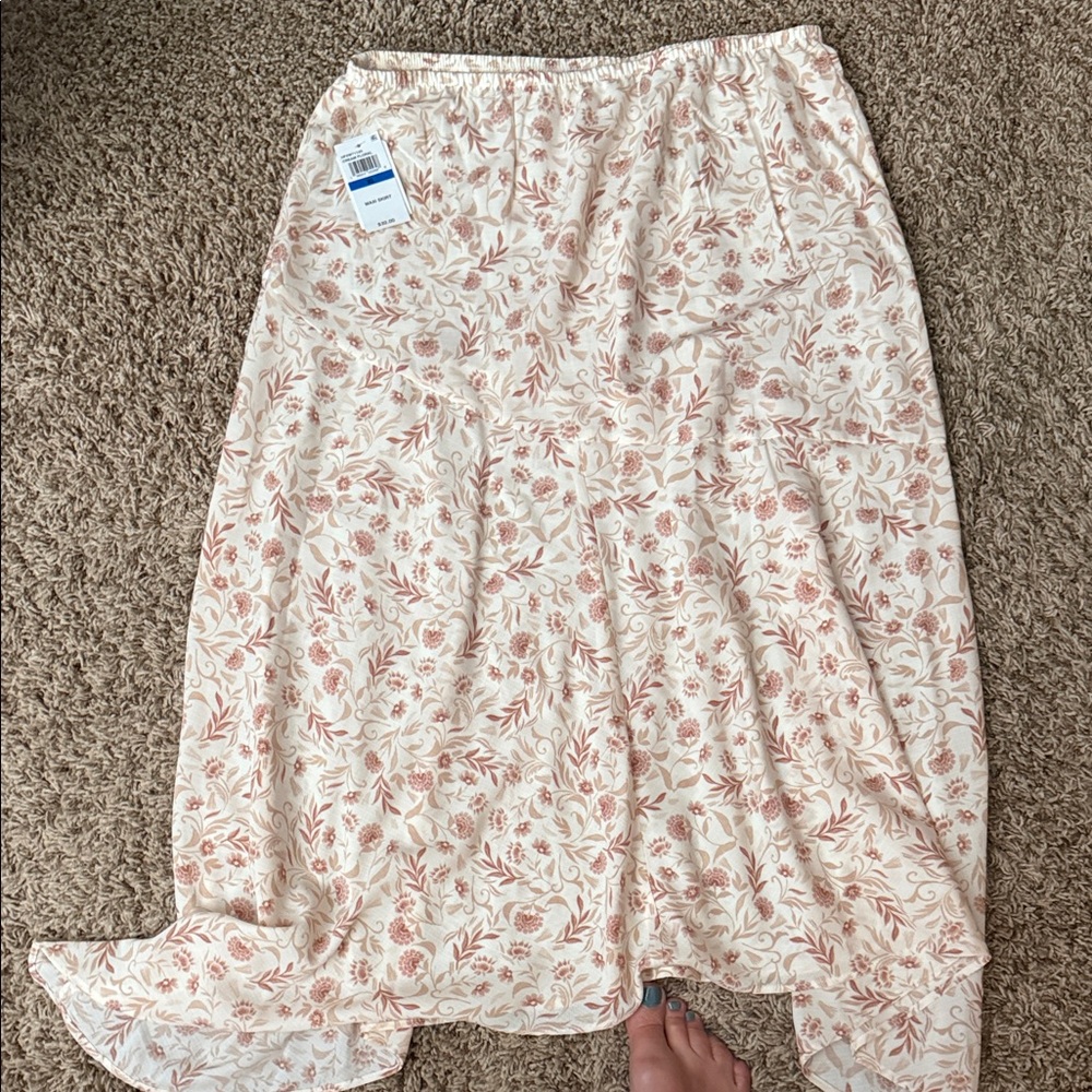 Cream Maxi Skirt with Dusty Rose Floral Print